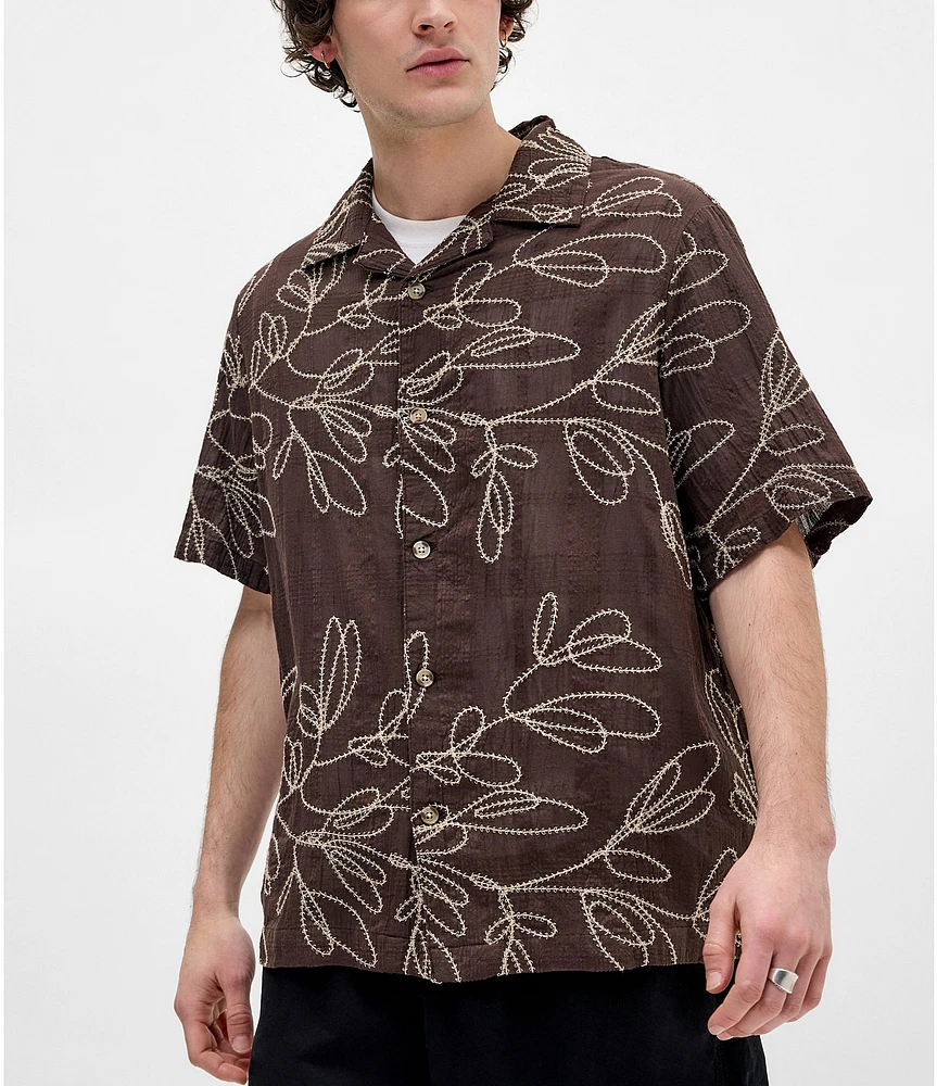 BDG Urban Outfitters Embroidered Short Sleeve Woven Shirt