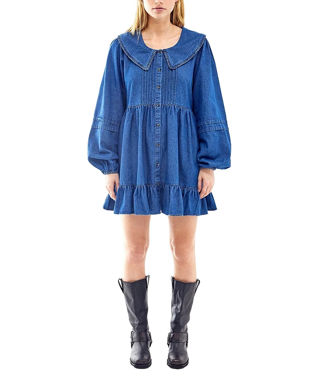 BDG Urban Outfitters Long Sleeve Button Front Denim Collar Dress | Liberty  Center