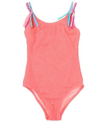 Beach Lingo Big Girls Crinkle Braided Fringe One-Piece Swimsuit