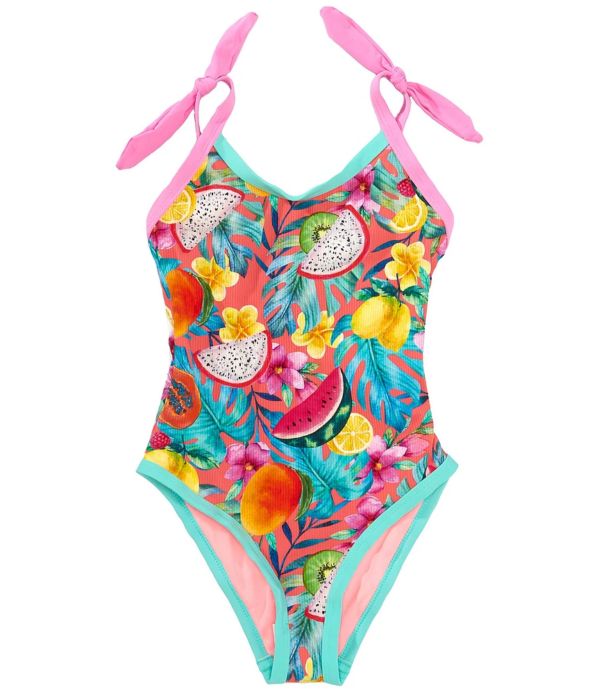 Beach Lingo Big Girls Fun Fruit Print Texture One-Piece Swimsuit
