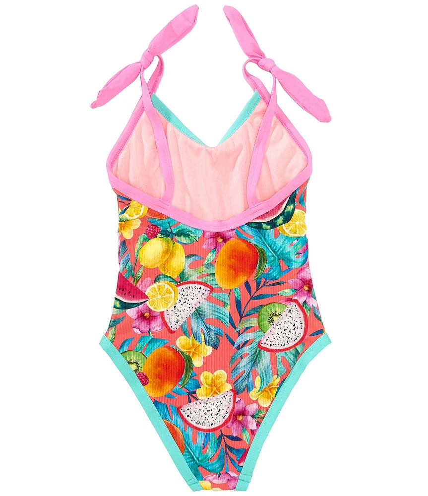 Beach Lingo Big Girls Fun Fruit Print Texture One-Piece Swimsuit