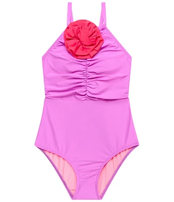 Beach Lingo Big Girls Halter Rosette Trend One-Piece Swimsuit