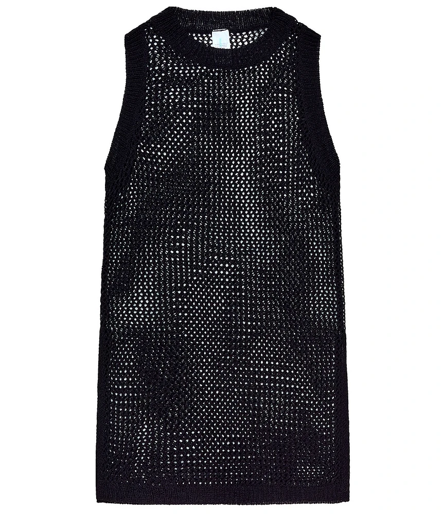 Beach Lingo Big Girls Sleeveless Knit Crocheted Swim Coverup