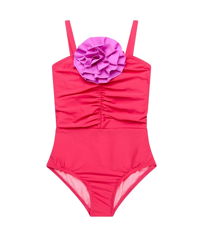 Beach Lingo Little Girls Sleeveless Rosette Trend One-Piece Swimsuit