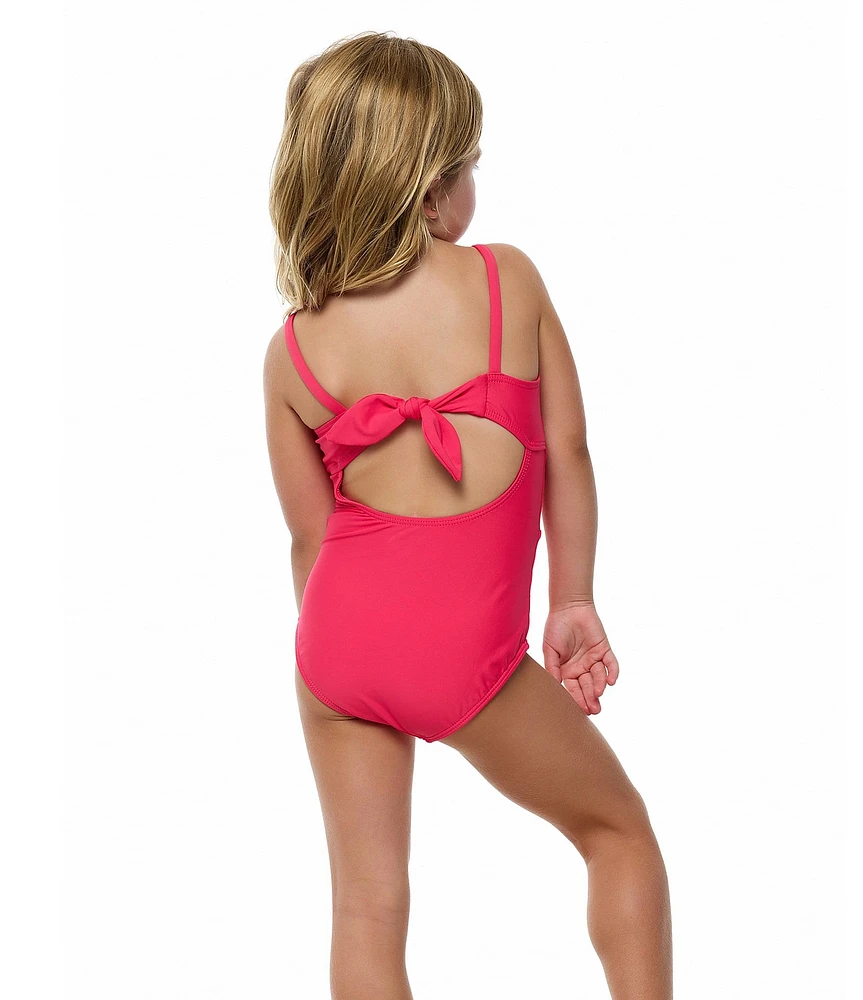 Beach Lingo Little Girls Sleeveless Rosette Trend One-Piece Swimsuit