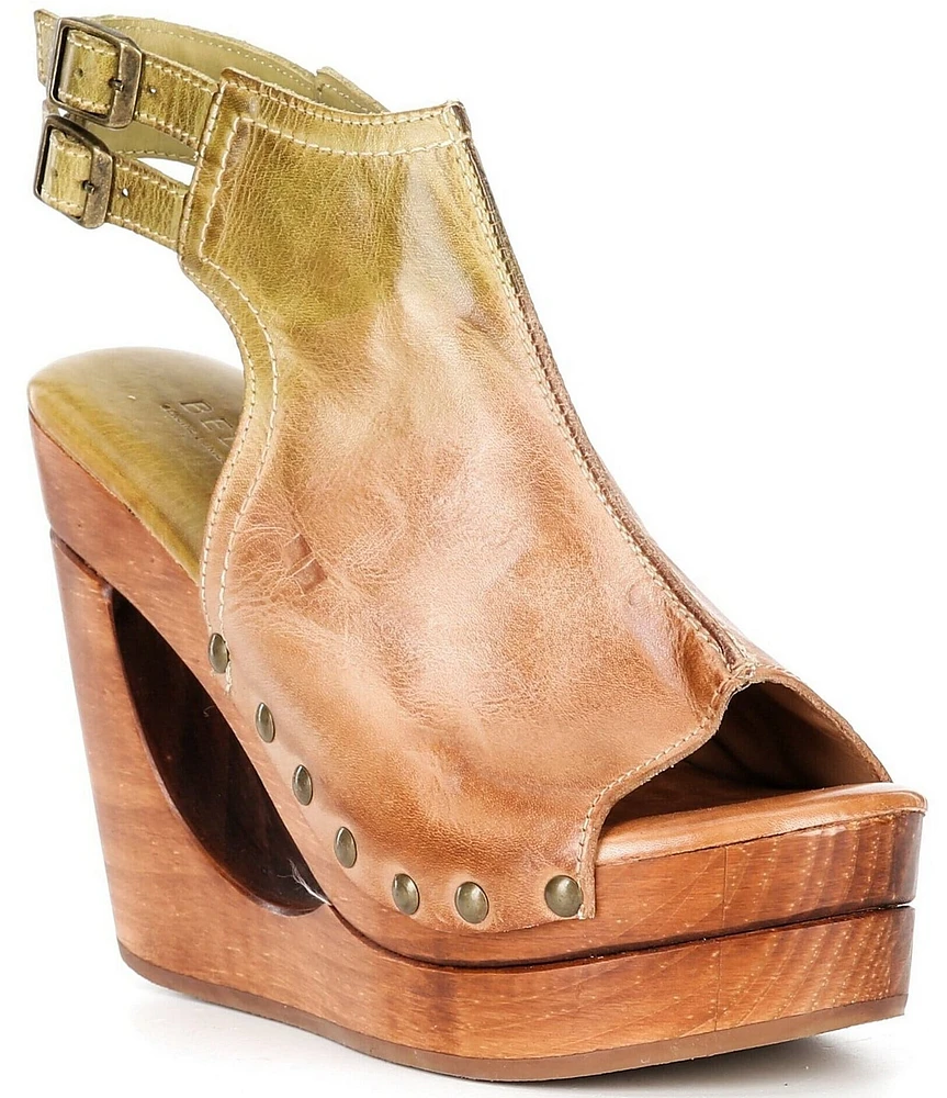 Bed Stu Imelda Ombre Studded Leather Platform Cut-Out Wedges