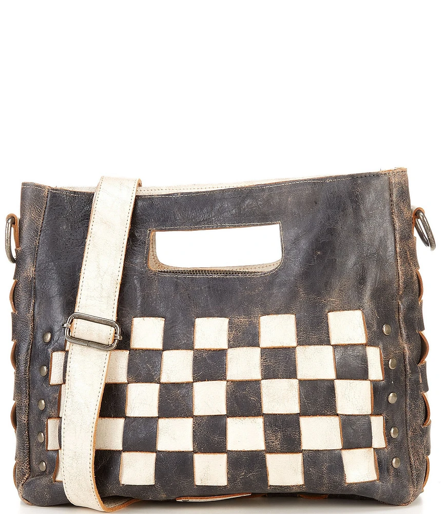 Bed Stu Orchid Woven Leather Satchel Crossbody Bag