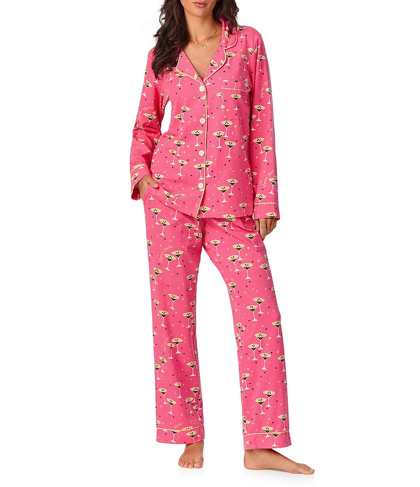 BedHead Espresso Martini Print Knit Long Sleeve Notch Collar Pant Pajama Set