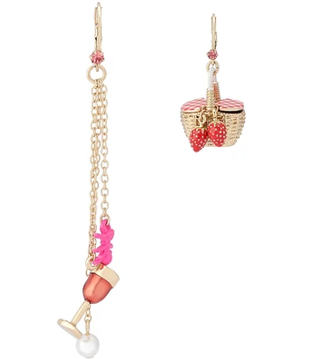 Betsey Johnson Backyard Picnic Basket Mismatch Novelty Earrings