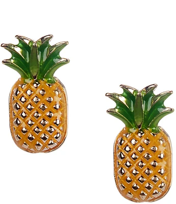 Betsey Johnson Backyard Pineapple Novelty Statement Stud Earrings