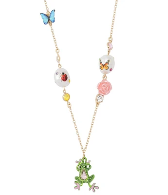 Betsey Johnson Betsey's Backyard Frog Novelty Short Pendant Necklace