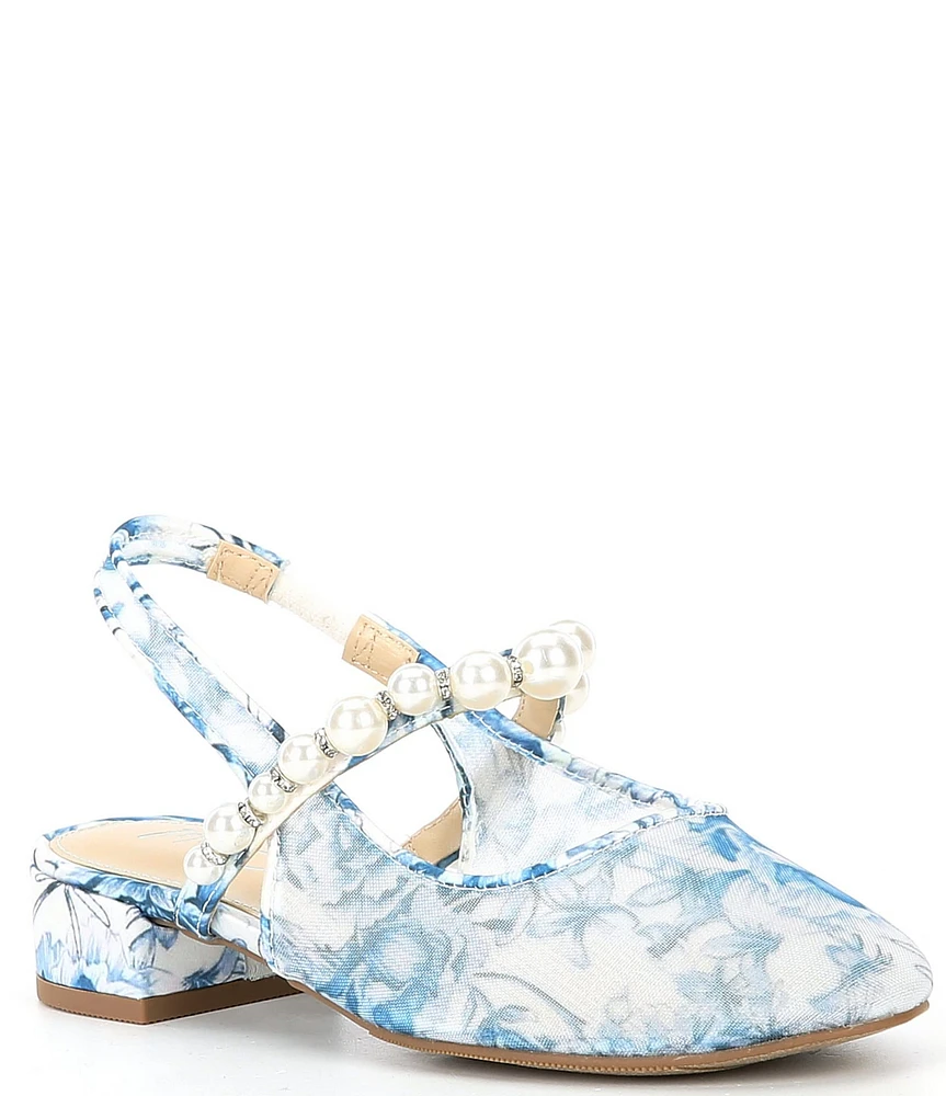 Betsey Johnson Girls' Evey Floral Pearl Ornamented Mary Jane Slingbacks (Youth)