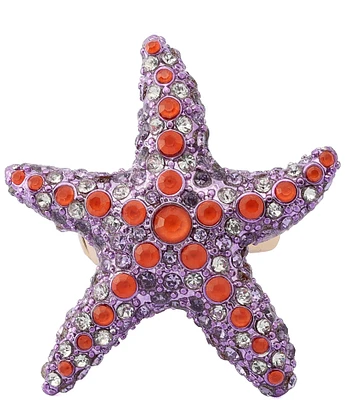 Betsey Johnson Mermaid Jewels Starfish Novelty Statement Cocktail Stretch Ring