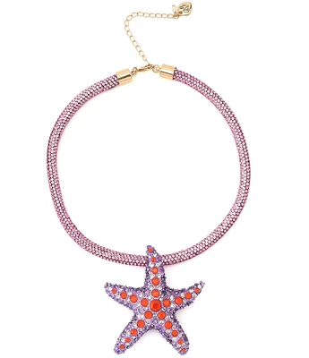 Betsey Johnson Mermaid Jewels Starfish Novelty Statement Rope Short Pendant Necklace