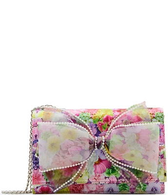 Betsey Johnson Floral Pearl Trimmed Bow Crossbody Bag