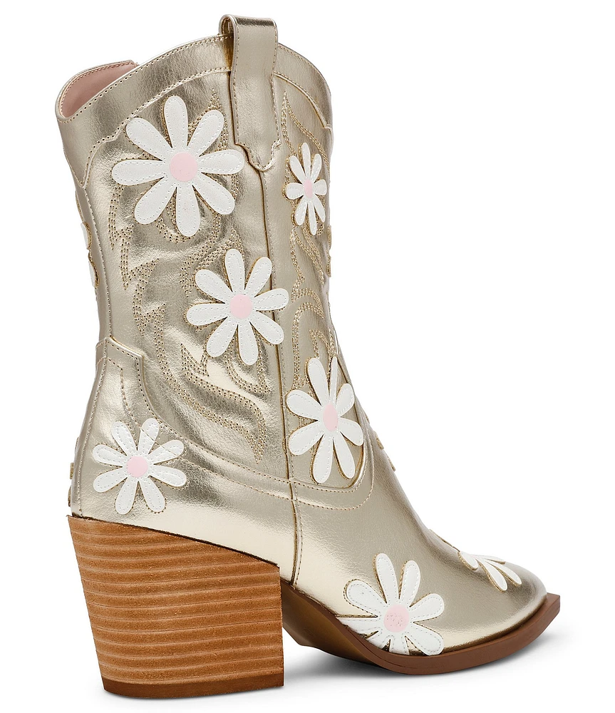 Betsey Johnson Teddyy Daisy Print Western Booties