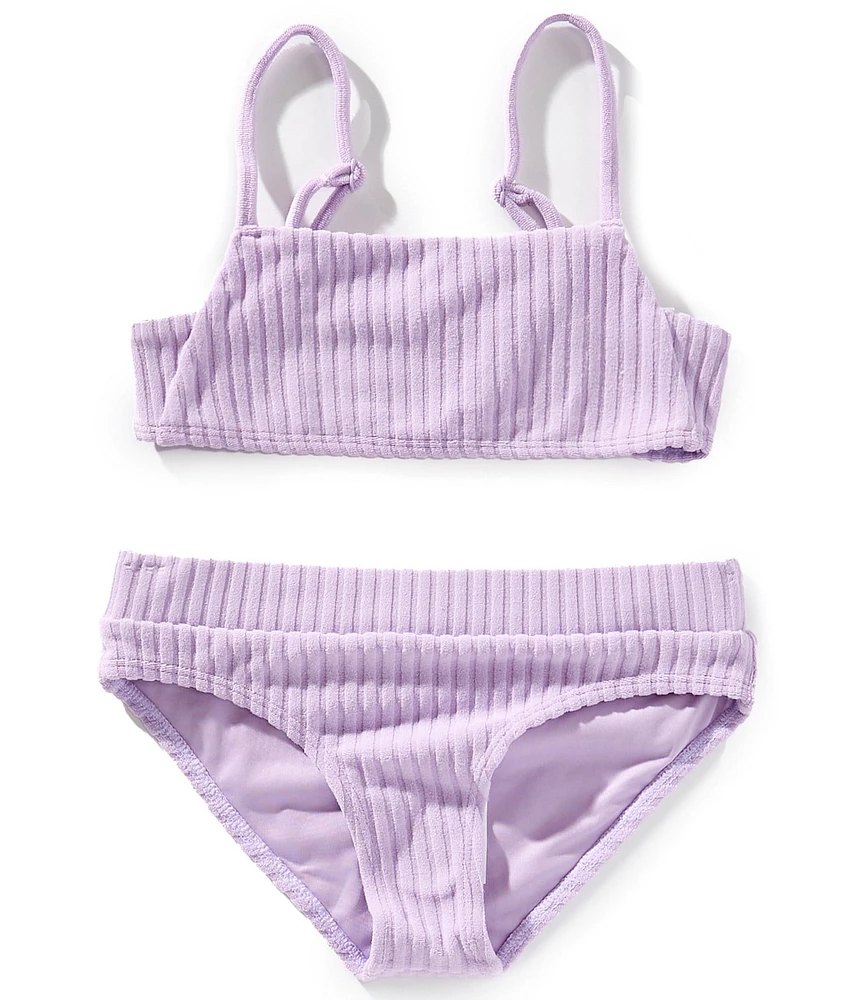 Billabong Big Girls Sleeveless Terrycloth-Textured Top & Matching Terrycloth-Texture Bikini Bottom Two-Piece Swimsuit