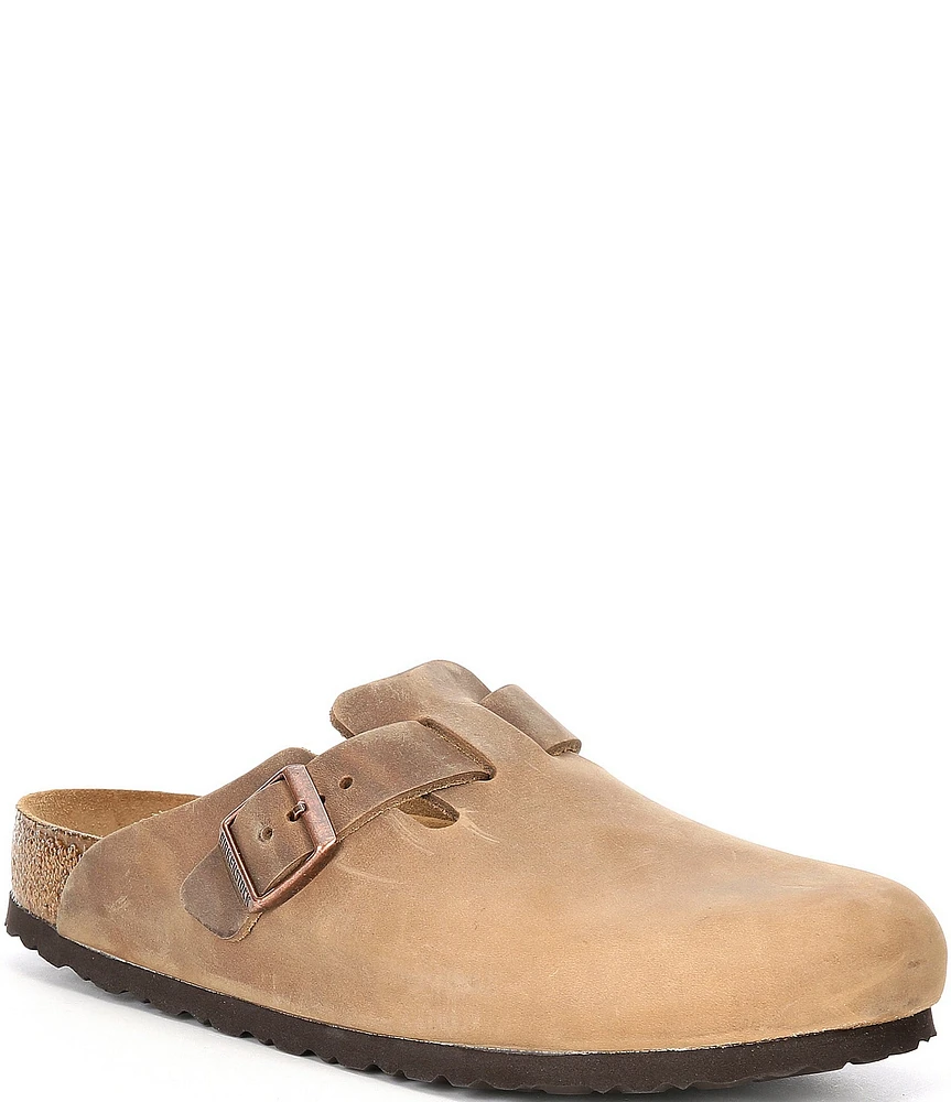 Birkenstock Men's Boston Oiled Leather Soft Footbed Slip On Clogs