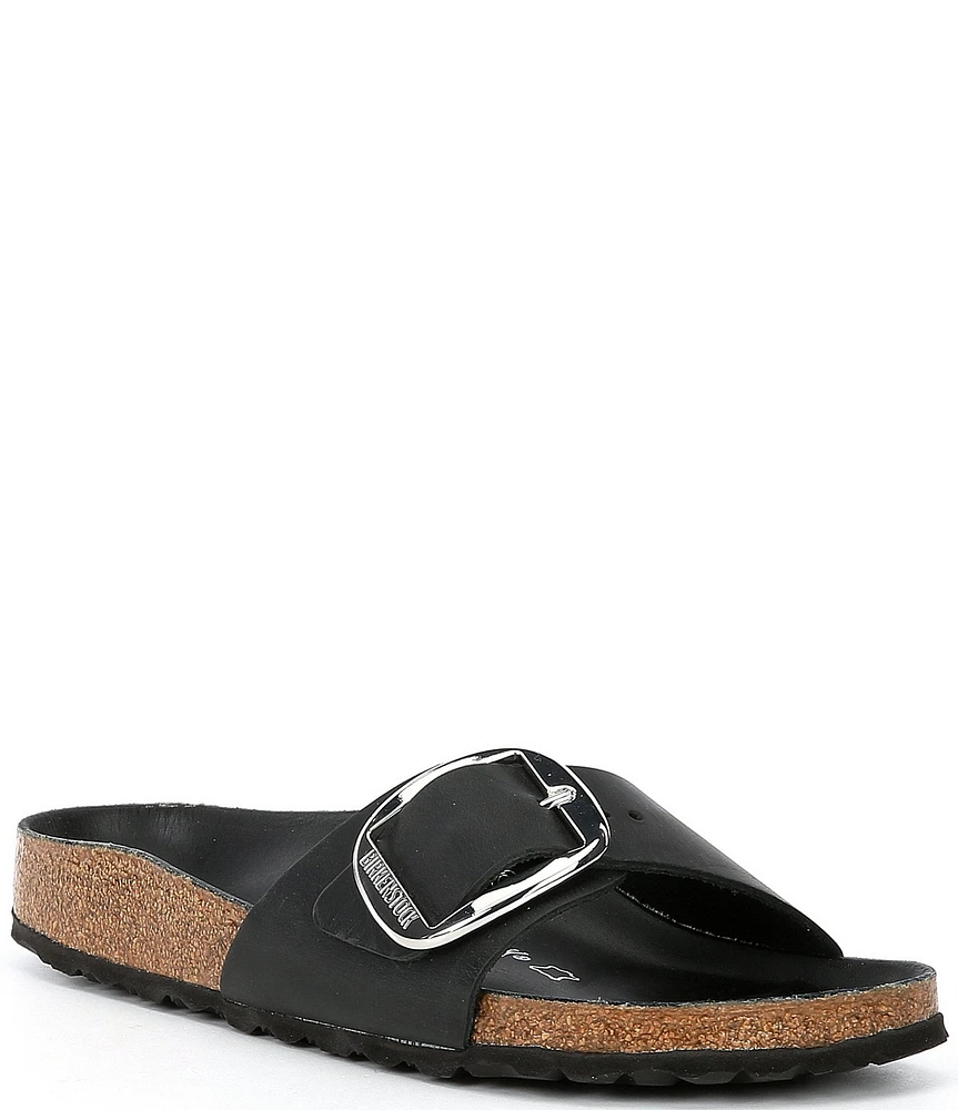 Birkenstock Women's Madrid Oiled Leather Big Buckle Hardware Slide Sandals