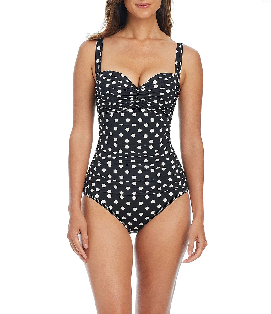 Bleu Rod Beattie Double Trouble Shirred Bandeau One Piece Swimsuit