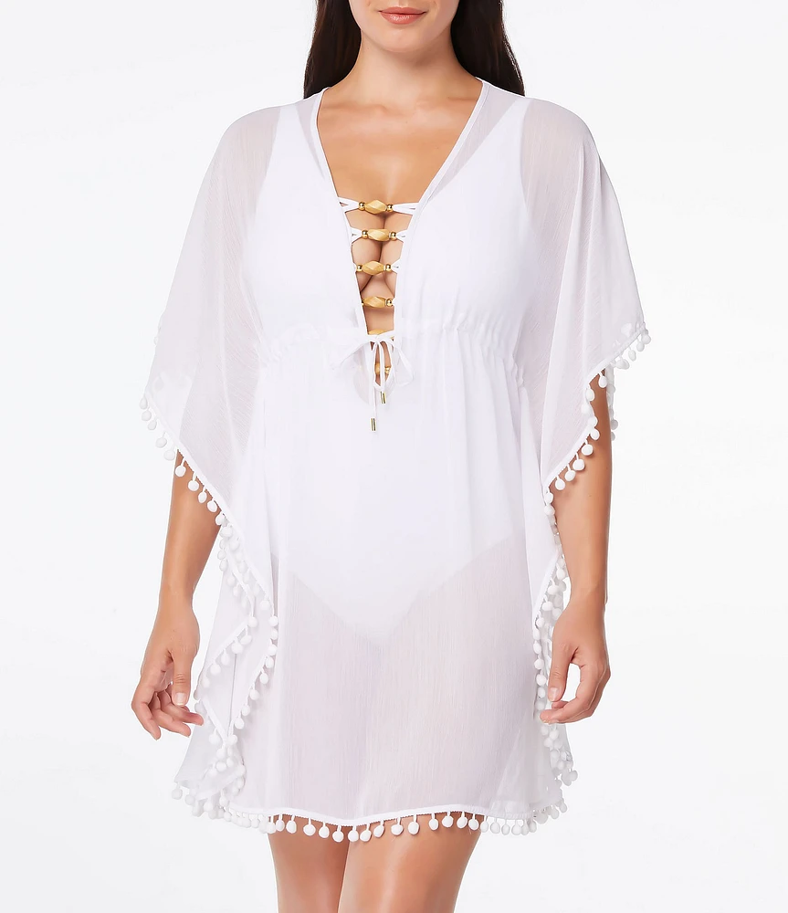 Bleu Rod Beattie Gypset Chiffon V-Neck Caftan Swim Cover Up