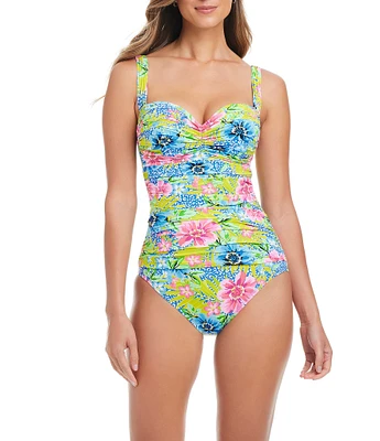 Bleu Rod Beattie Let's Get Away Sweetheart Neck Underwire Shirred Bandeau One Piece Swimsuit
