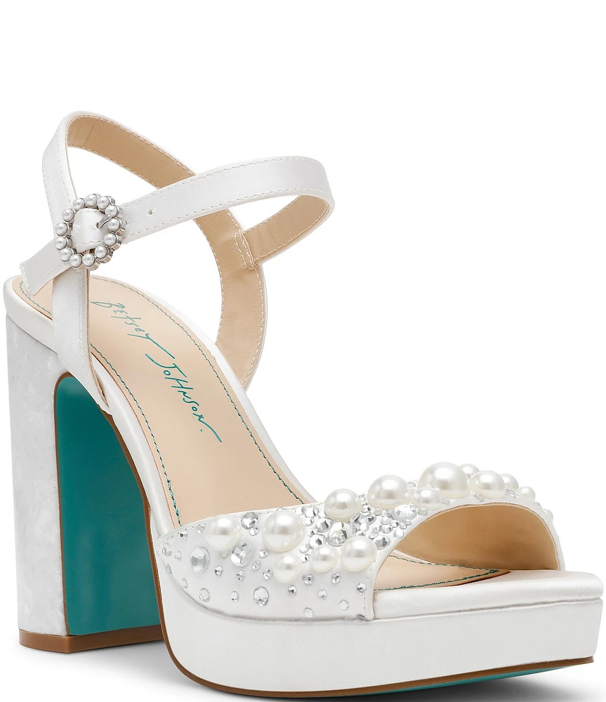 Blue by Betsey Johnson Avian Pearl Embellished Platform Dress Sandals