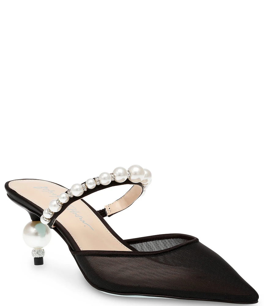Blue by Betsey Johnson Evey Mesh Pearl Ornamented Dress Mules