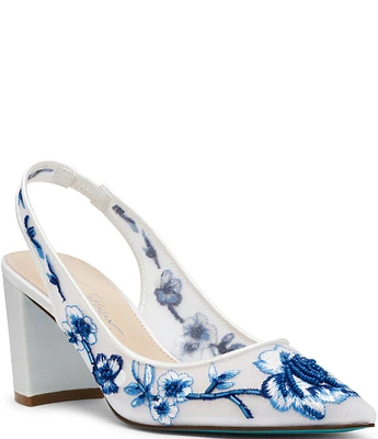 Blue by Betsey Johnson Page Floral Applique Slingback Pumps
