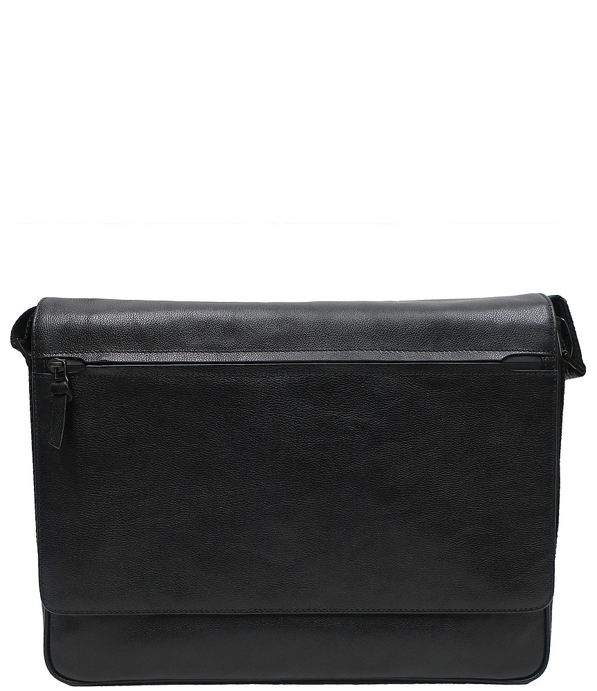 BOCONI Garth Coated Zipper Leather Messenger Bag