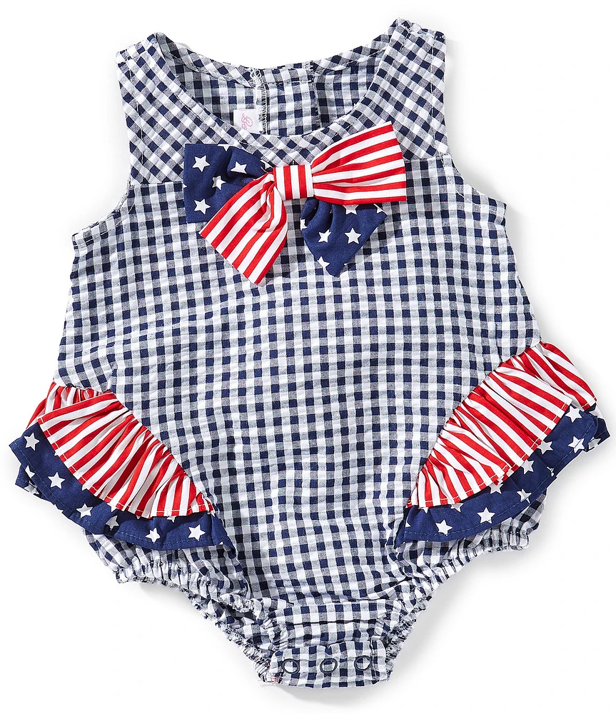 Bonnie Jean Baby Girls Americana Sleeveless Seersucker Bubble Romper