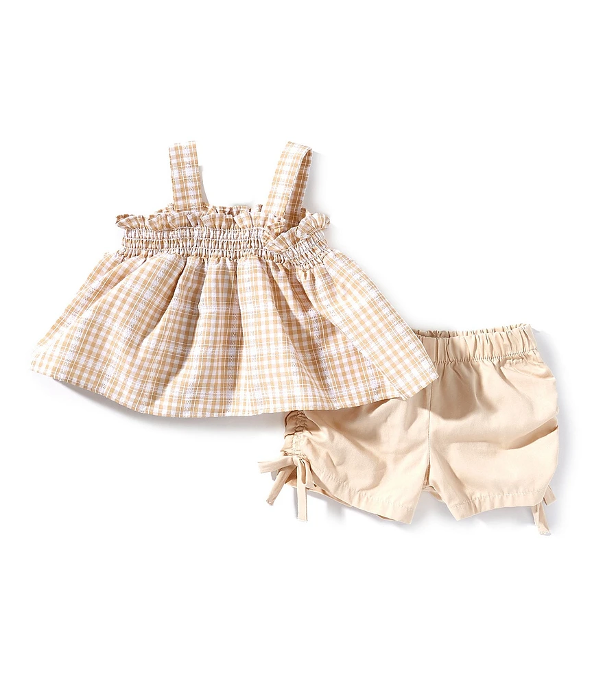 Bonnie Jean Baby Girls Woven Check Sleeveless Top & Twill Shorts Set