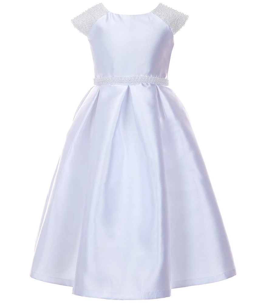 Bonnie Jean Big Girls Beaded-Sleeve Mikado Fit-And-Flare Dress
