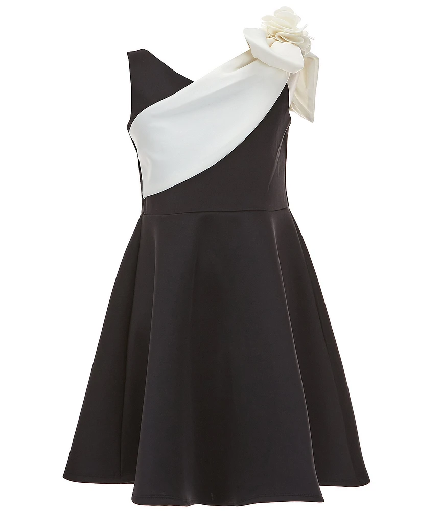Bonnie Jean Big Girls Bow Shoulder Scuba Fit & Flare Dress