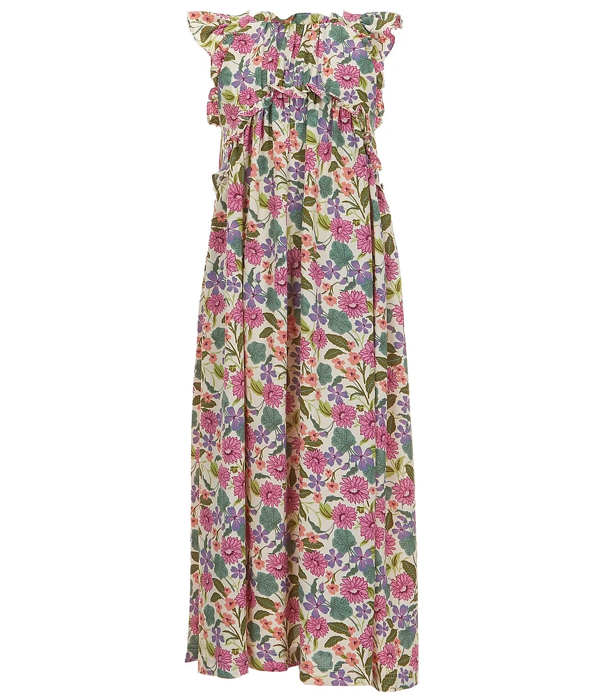 Bonnie Jean Big Girls Floral Print Flutter Sleeve Maxi Dress
