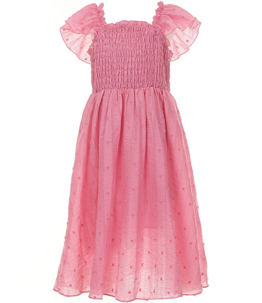 Bonnie Jean Big Girls Flutter-Sleeve Textured-Lawn Midi Dress