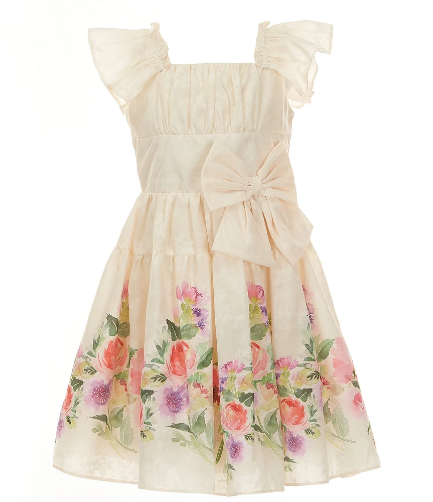 Bonnie Jean Big Girls Sleeveless Floral-Border-Printed Fit & Flare Dress