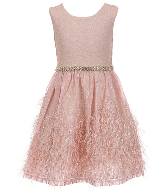 Bonnie Jean Big Girls Sleeveless Metallic-Knit/Lurex-Jacquard Fit & Flare Dress