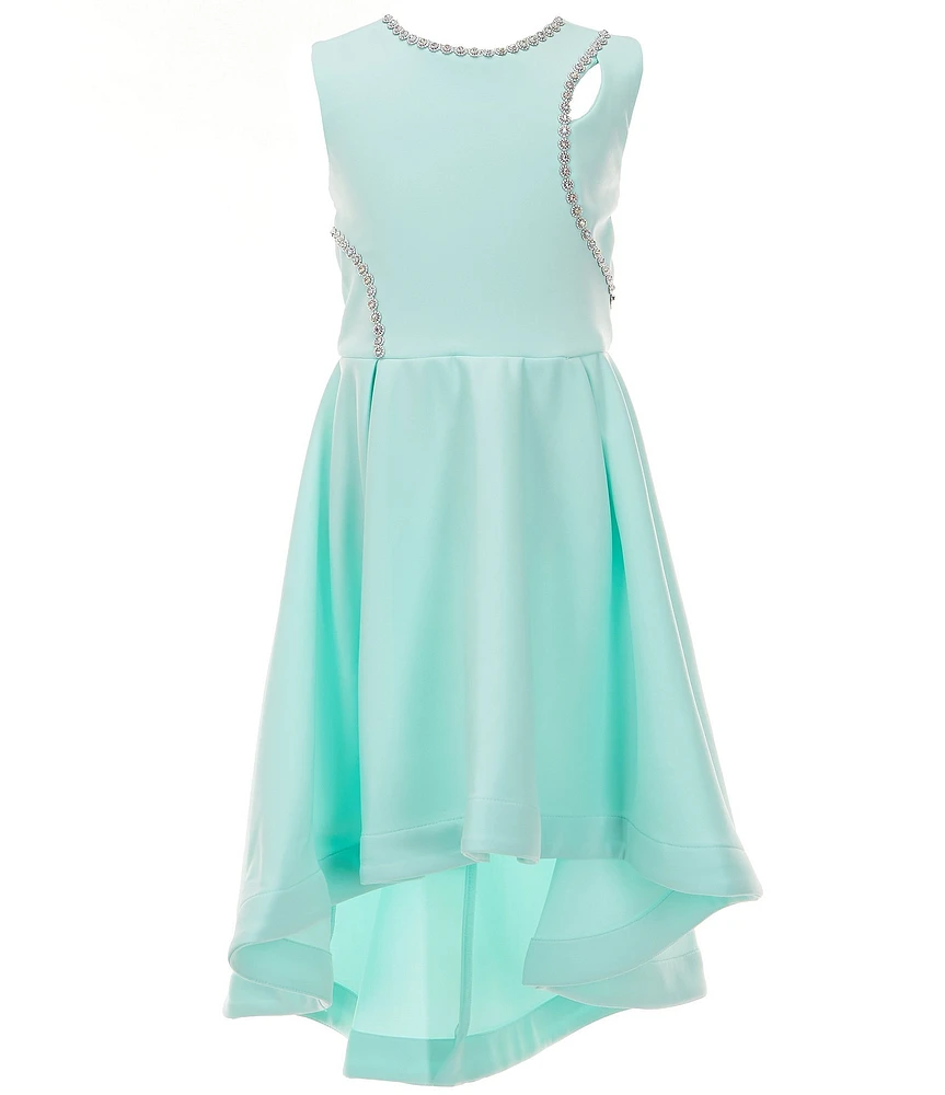 Bonnie Jean Big Girls Sleeveless Novelty-Trimmed High-Low-Hem Scuba Ballgown