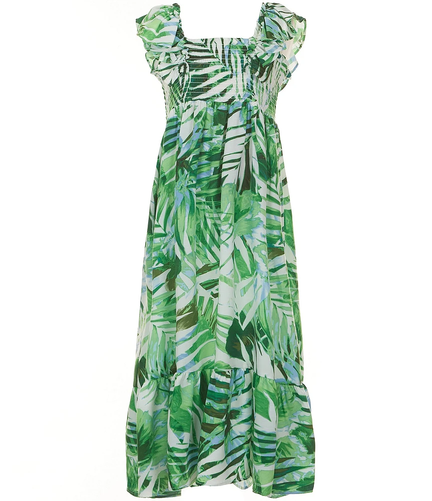 Bonnie Jean Big Girls Sleeveless Tropical-Printed Long Dress