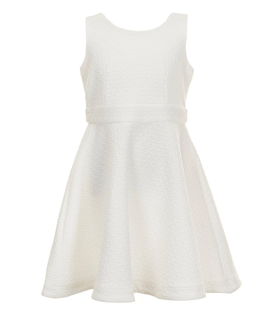 Bonnie Jean Big Girls Textured Bow Back Round Neck Sleeveless Knit Skater Dress