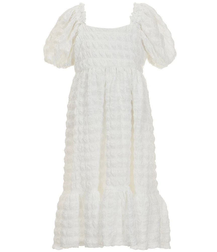 Bonnie Jean Big Girls Textured Knit Smocked Ruffled Dress