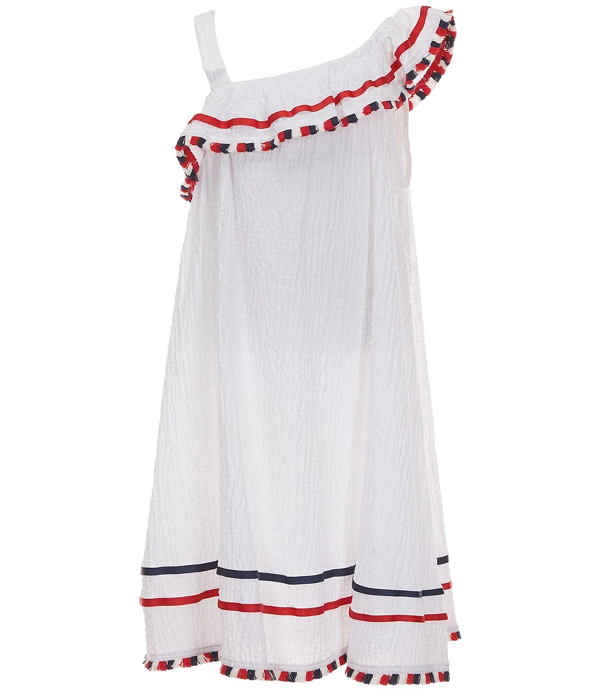 Bonnie Jean Big Girls Plus Size Clip Dot Fringe Trim Dress