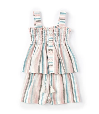 Bonnie Jean Little Girls Sleeveless Vertical-Striped Tank Top & Matching Shorts Set