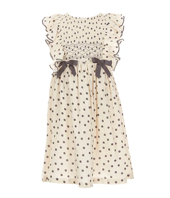 Bonnie Jean Little Girls Flutter-Sleeve Polka-Dot Gauze Fit-And-Flare Dress