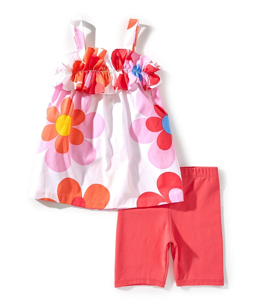 Bonnie Jean Little Girls Sleeveless Daisy-Printed Tunic Top & Solid Biker Shorts Set