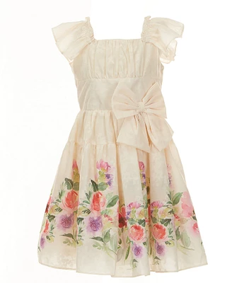 Bonnie Jean Little Girls Sleeveless Floral-Border-Printed Fit & Flare Dress