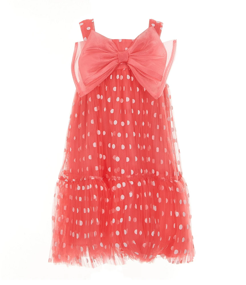 Bonnie Jean Little Girls Sleeveless Polka-Dotted Bow Babydoll Dress