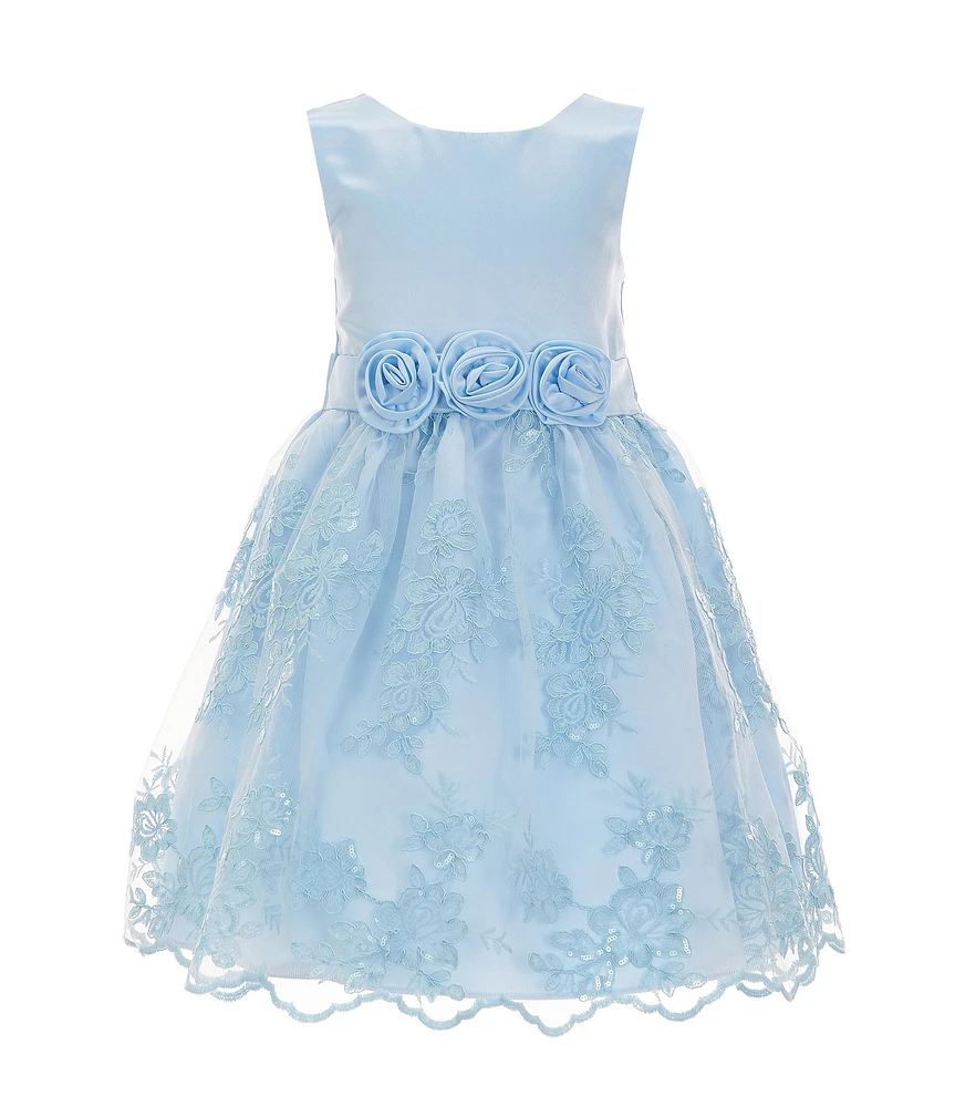Bonnie Jean Little Girls Sleeveless Satin/Sequin-Embellished & Embroidered-Skirted Fit & Flare Dress