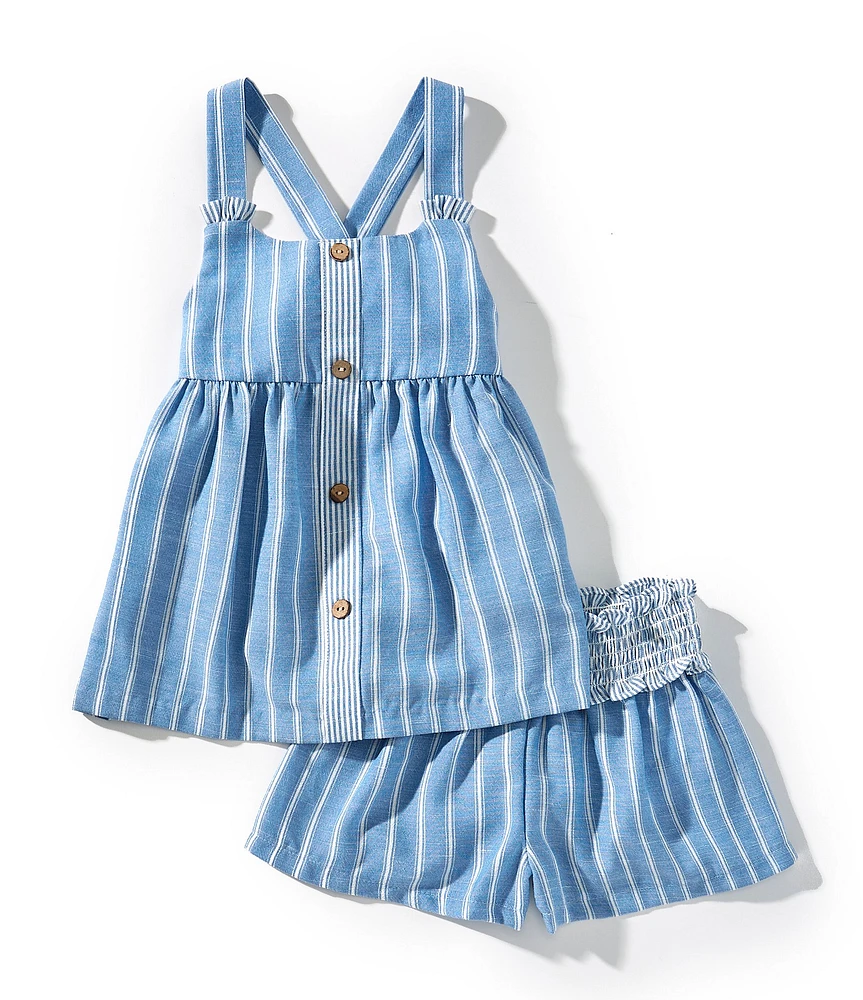 Bonnie Jean Little Girls Striped Chambray Top & Shorts Set